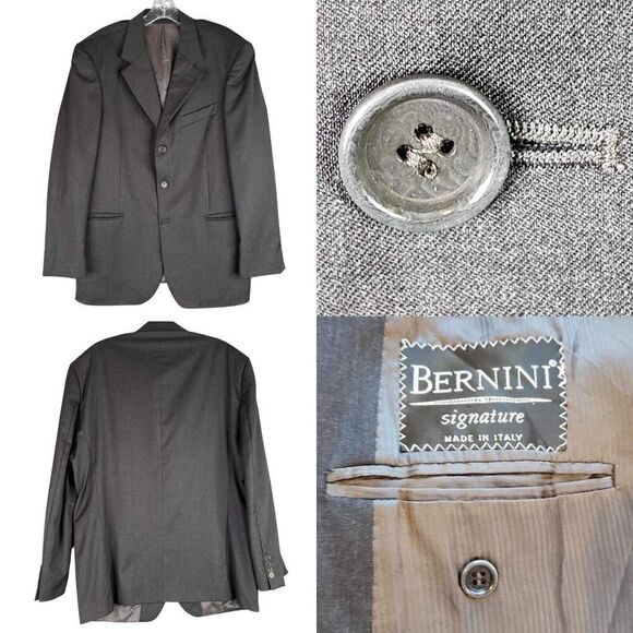 Zegna Blazer Jacket Italy Mens Super 120’s Wool Size 46 R Gray 3 Button - Picture 1 of 11